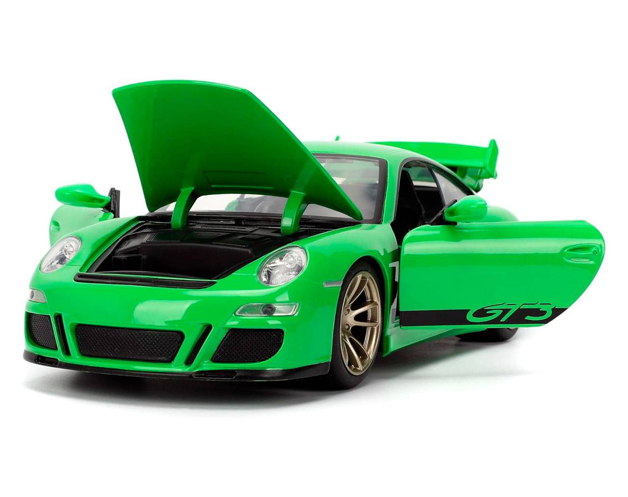 Porsche verde 911 GT3 (997) Escala 1:24 - Fast and Furious - Die-Cast Jada Toys