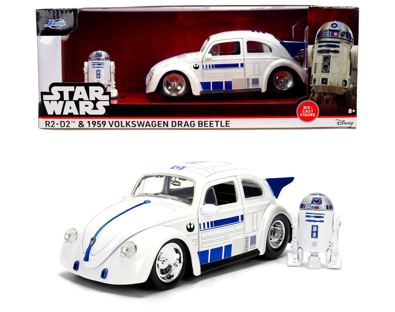 R2-D2 & 1959 Volkswagen Drag Beetle Escala 1:24 - Star Wars - Die-Cast Jada Toys