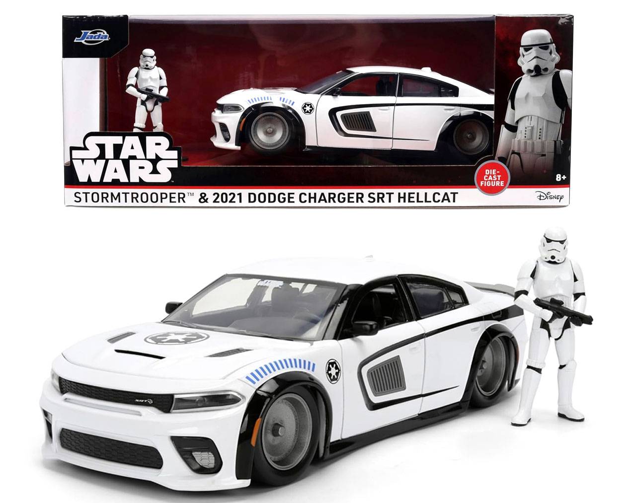 Stormtrooper & 2021 Dodge Charger SRT-Hellcat Escala 1:24 - Star Wars - Die-Cast Jada Toys
