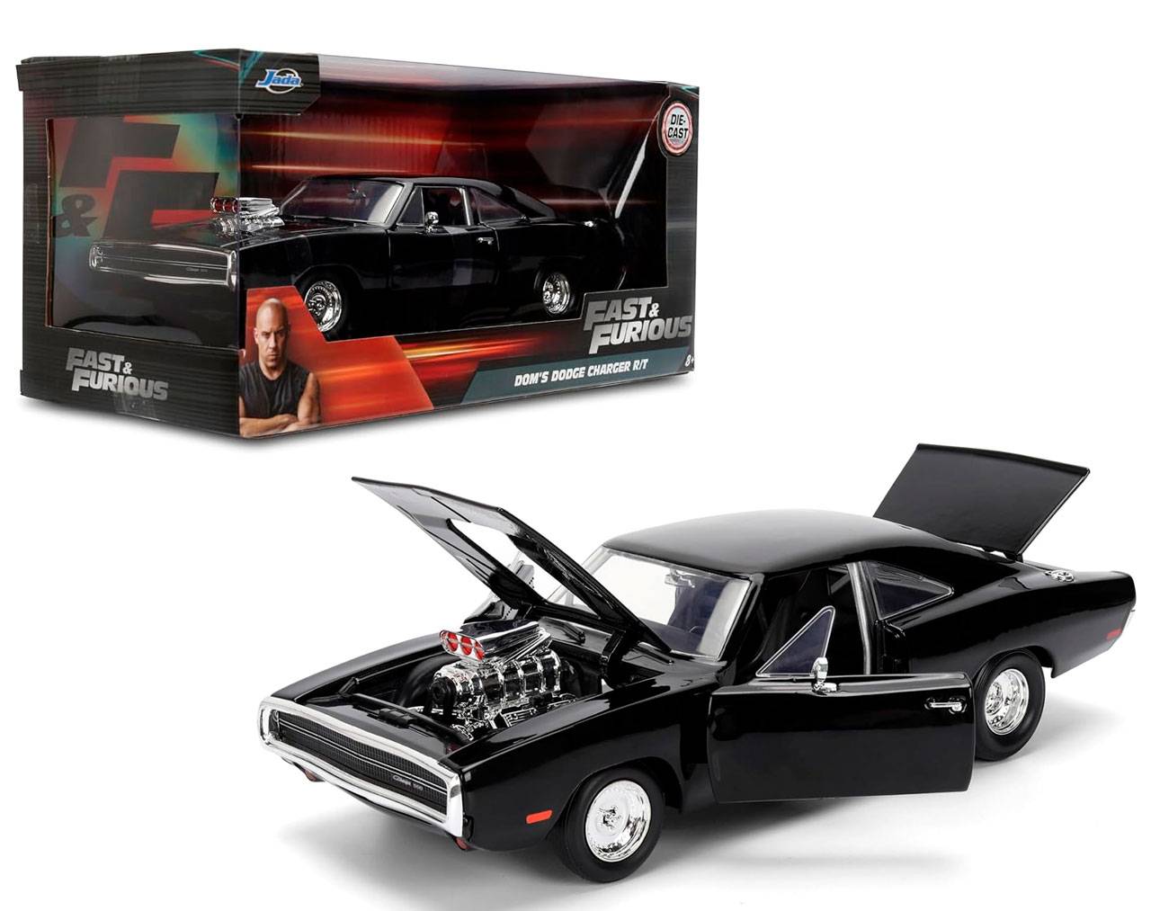 Dom's Dodge Charger R/T Escala 1:24 - Fast and Furious - Die-cast Jada Toys