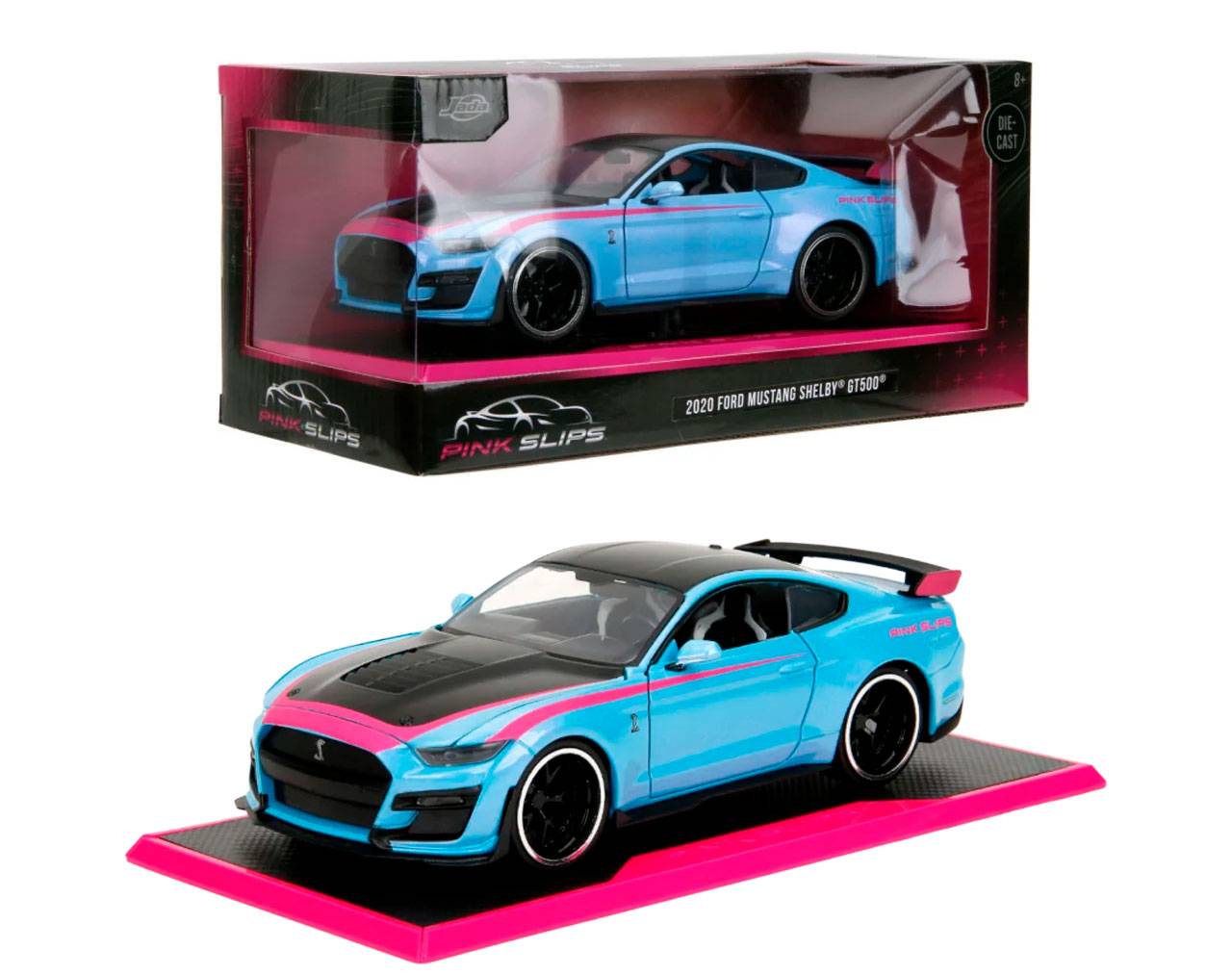 2020 Ford Mustang Shelby GT500 (Blue/Black/Pink) Escala 1:24 - Pink Slips - Die-Cast Jada Toys
