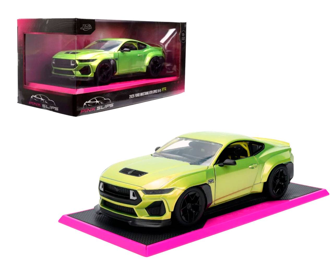 2025 Ford Mustang RTR SPEC 5-D (Lime Green) Escala 1:24 - Pink Slips - Die-Cast Jada Toys