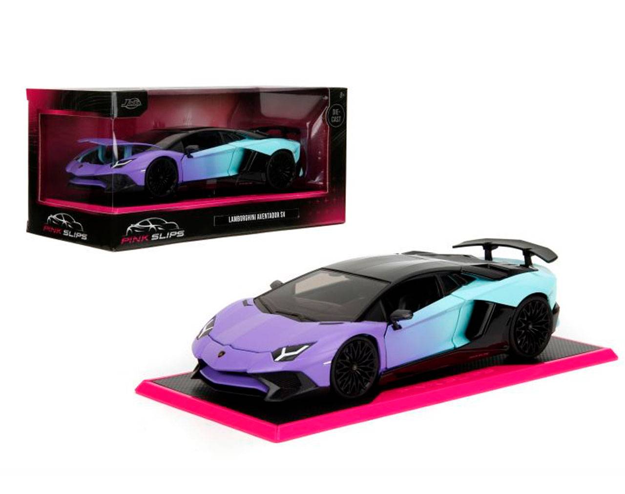 Lamborghini Aventador SV (Lilac Light Blue) Escala 1:24 - Pink Slips - Die-Cast Jada Toys