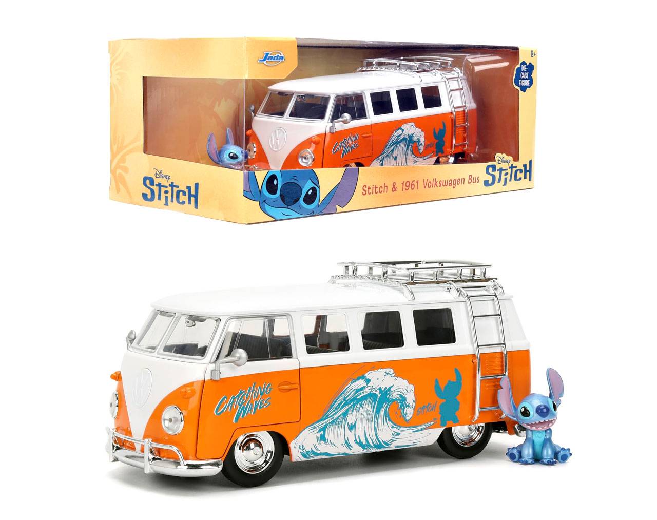 Stitch & 1961 Volkswagen Bus Escala 1:24 - Disney Stitch - Die-Cast Jada Toys