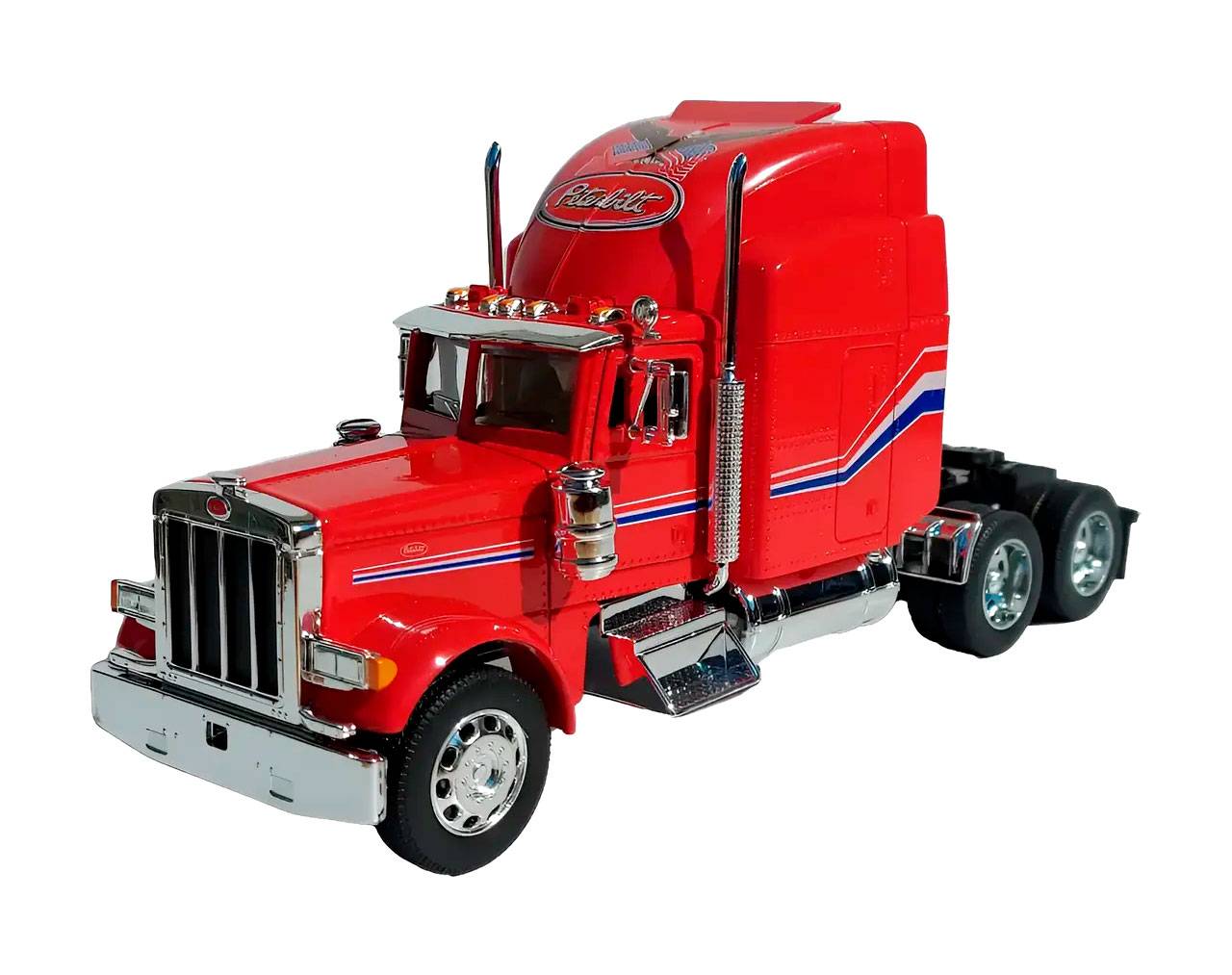 Truck Cab Peterbilt 379 (Red) - Trailer Escala 1:32 - Transporter Die-Cast Welly