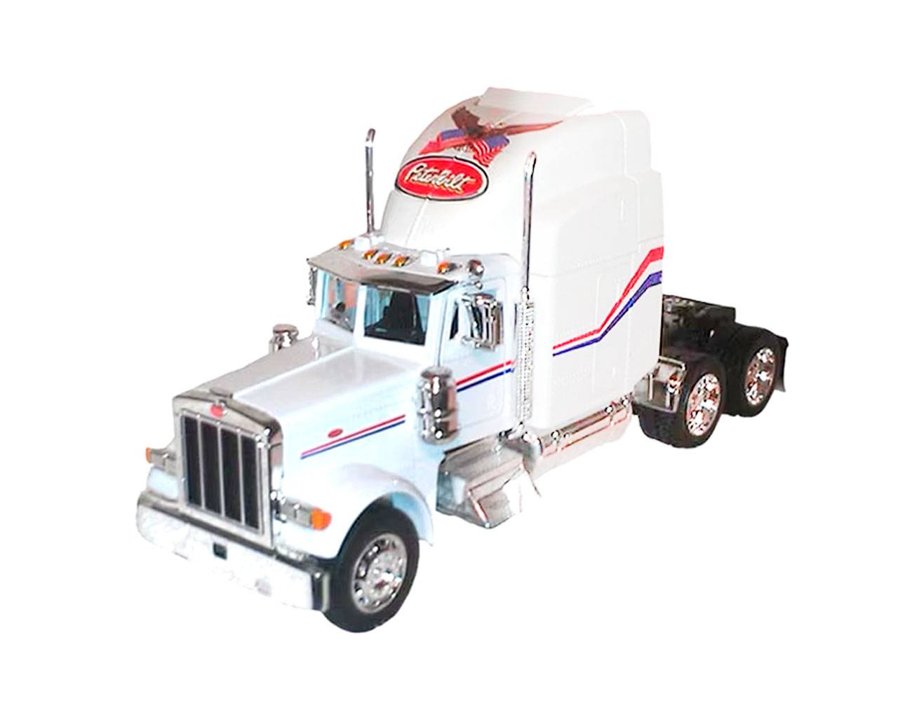 Truck Cab Peterbilt 379 (White) - Trailer Escala 1:32 - Transporter Die-Cast Welly