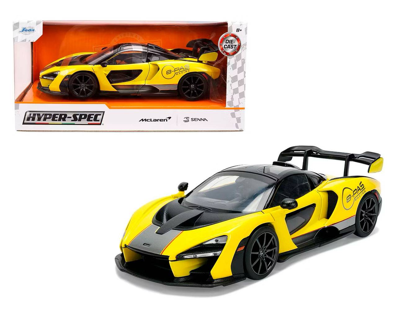 McLaren Senna 8-PAS Racing (Yellow Metallic Black Top) - Hyper-Spec Series Jada Toys