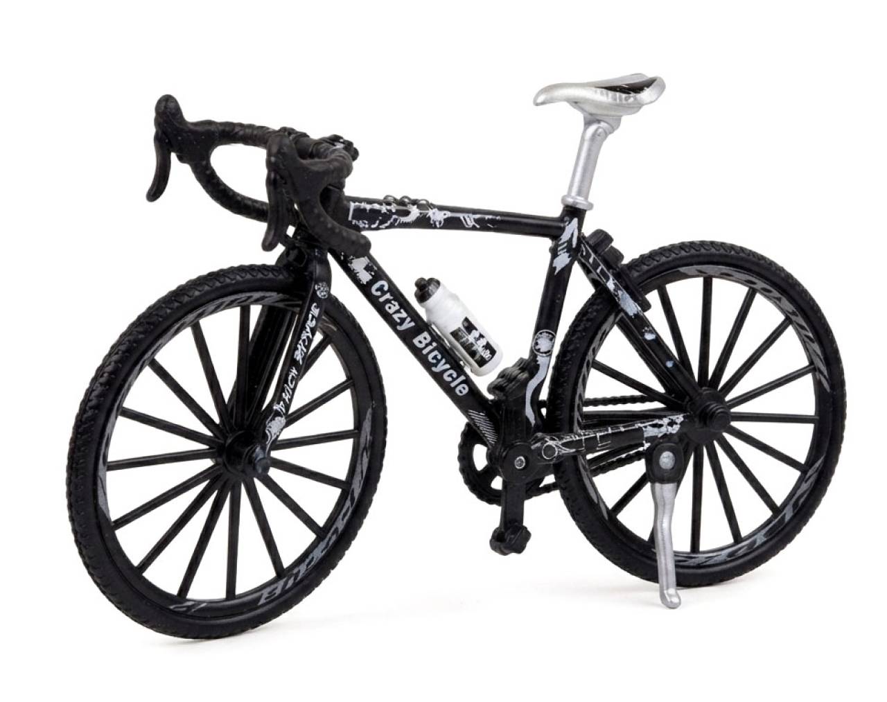 Bicycle with Patterned Frame (Black) Escala 1:8 - Bike Die-Cast Mountain Metal Bike