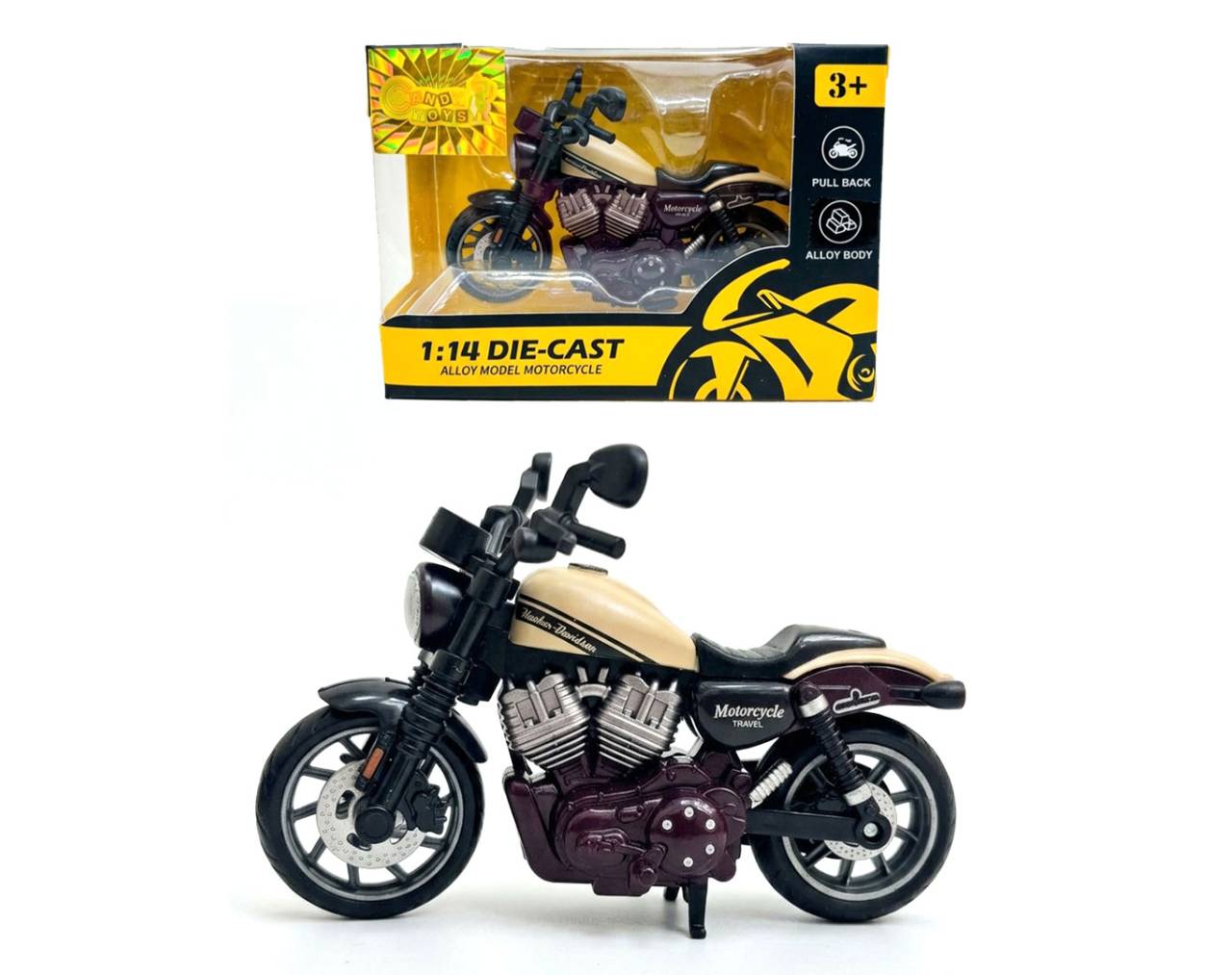 Motocicleta Chopper Black & Sand (Escala 1:14) - Die-Cast ZXY Candy Toys