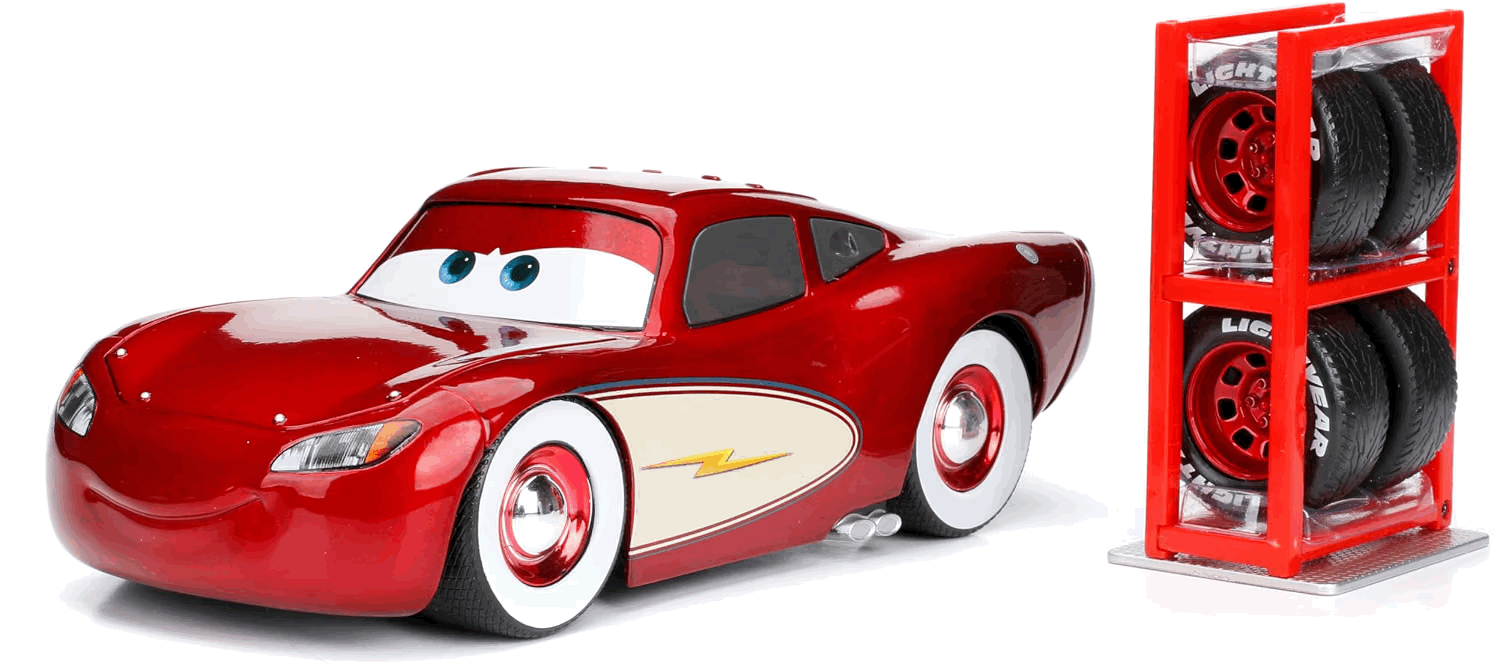 Cruising Lighting McQueen (Tire Rack Edition) Escala 1:24 - Disney Pixar Cars - Die-Cast Jada Toys