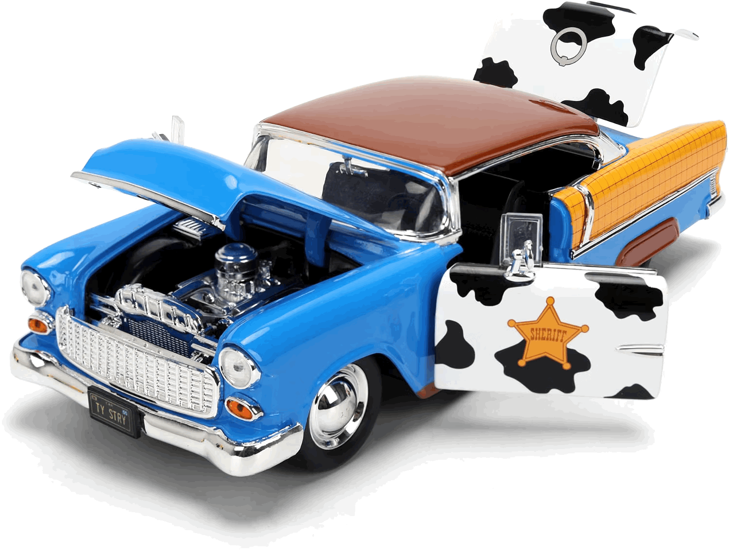 Woody & 1955 Chevrolet Bel Air Escala 1:24 - Disney Pixar Toy Story - Die-Cast Jada Toys