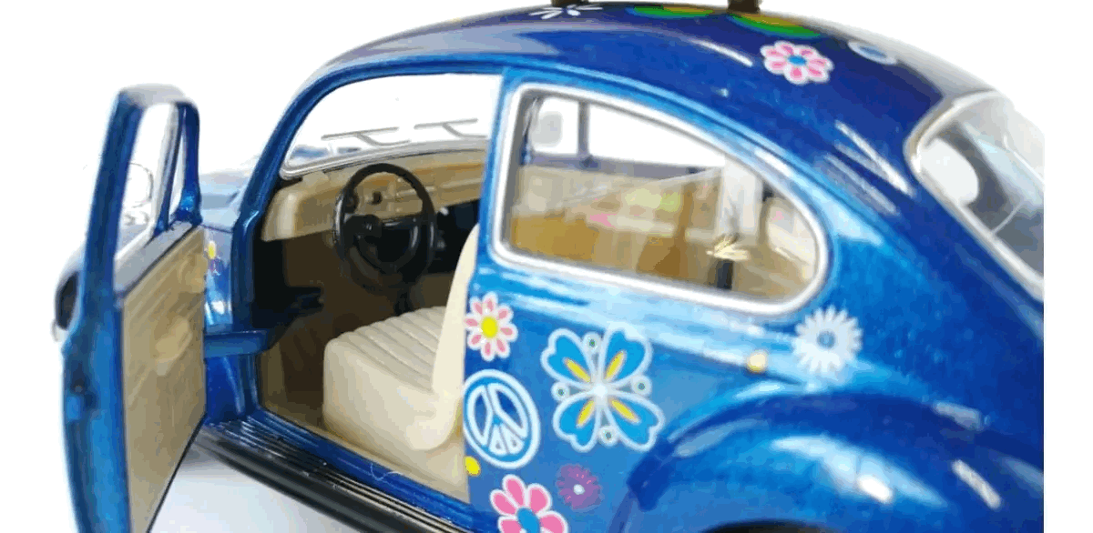 Volkswagen Beetle Blue Hippie Surf (1967) Escala 1:24 - Die-Cast KiNSMART