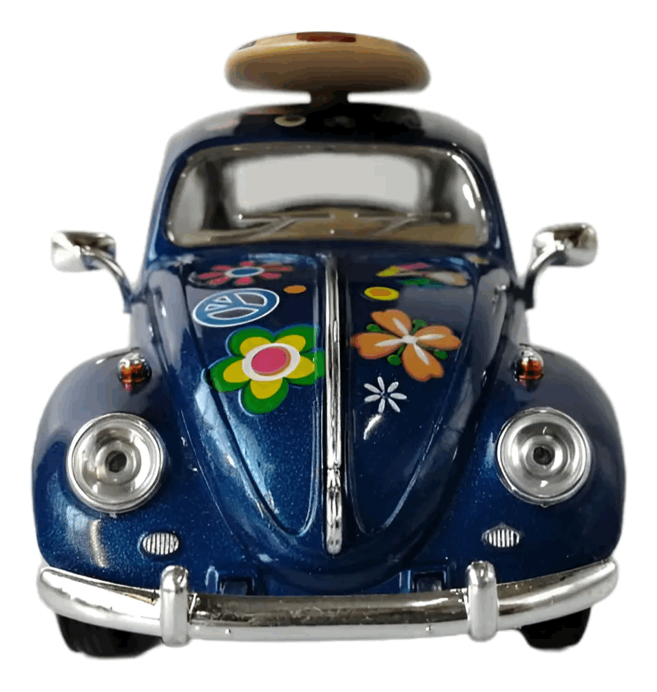 Volkswagen Beetle Blue Hippie Surf (1967) Escala 1:24 - Die-Cast KiNSMART