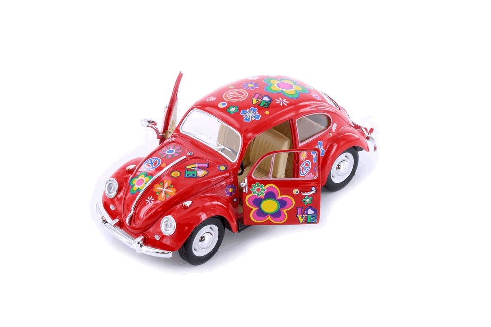 Volkswagen Beetle Red Hippie Surf (1967) Escala 1:24 - Die-Cast KiNSMART