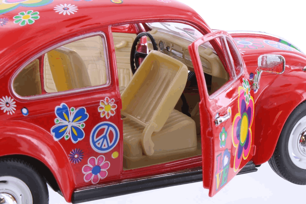 Volkswagen Beetle Red Hippie Surf (1967) Escala 1:24 - Die-Cast KiNSMART