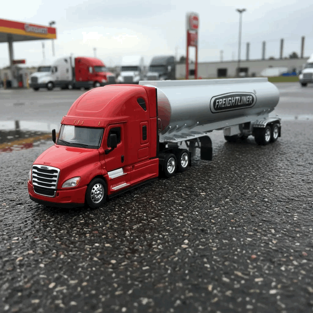Tank Trailer Freightliner (Red) - Trailer Escala 1:32 - Transporter Die-Cast Welly