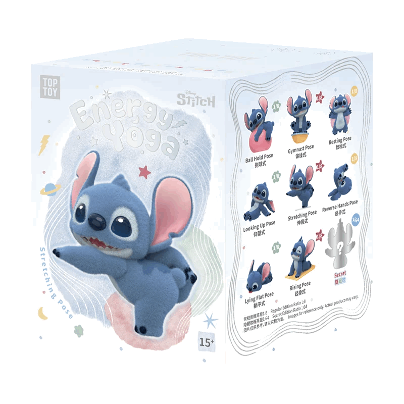 Stitch Aterciopelado (Cajita Sorpresa) - Disney "Energy Yoga" Blind Box Top Toy