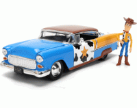 Woody & 1955 Chevrolet Bel Air Escala 1:24 - Disney Pixar Toy Story - Die-Cast Jada Toys