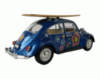 Volkswagen Beetle Blue Hippie Surf (1967) Escala 1:24 - Die-Cast KiNSMART