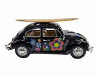 Volkswagen Beetle Black Hippie Surf (1967) Escala 1:24 - Die-Cast KiNSMART