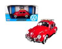 Volkswagen Beetle Red with Roof Luggage Rack (1966) Escala 1:24 - Die-Cast MotorMax