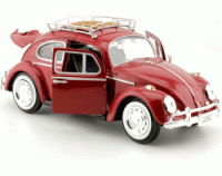 Volkswagen Beetle Red with Roof Luggage Rack (1966) Escala 1:24 - Die-Cast MotorMax
