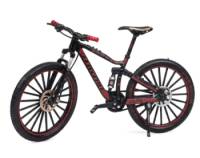 Bicycle Black & Red with Custom Spoked Wheels Escala 1:8 - Bike Die-Cast Mountain Metal Bike