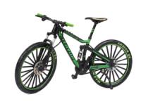 Bicycle Black & Green with Custom Spoked Wheels Escala 1:8 - Bike Die-Cast Mountain Metal Bike