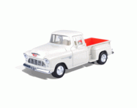 1955 Chevy 3100 Stepside (WHite & Red) (Escala 1:24) - Timeless Legends - Die-Cast Motor Max